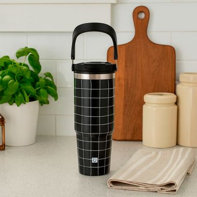 Termo con asa black & white collection de 900 ml negra -  Black & White