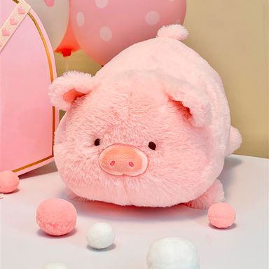 Peluche acostada felpa rosa 20x26 cm lulu la cerdita -  Miniso