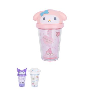 Tomatodo con tapa y sorbete diseño aleatorio plástico 320 ml sanrio -  Sanrio