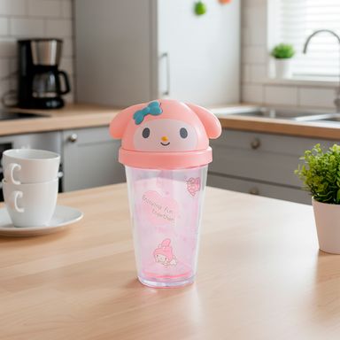 Tomatodo con tapa y sorbete diseño aleatorio plástico 320 ml sanrio -  Sanrio