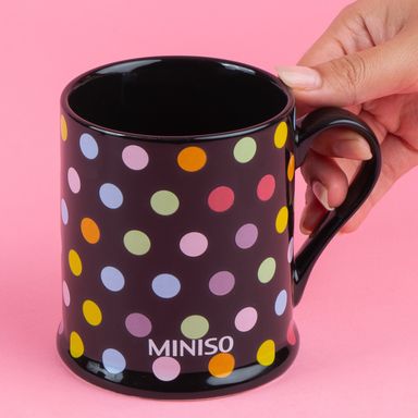 Taza dots cerámica negra 350 ml -  Miniso
