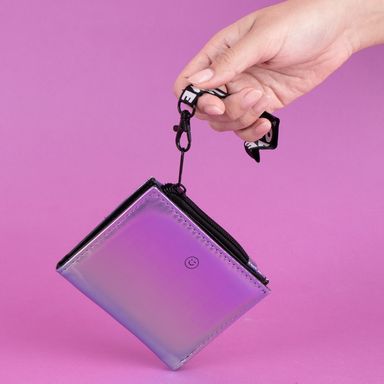 Cartera para mujer holográfica sintética morada 11.5x2x10 cm -  Miniso
