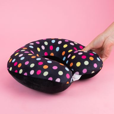 Almohada de viaje dots memory foam negra 32x30 cm -  Miniso