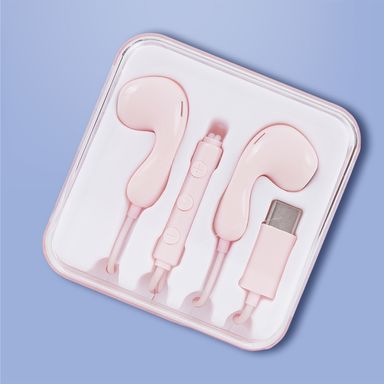Audífonos de cable rosas 120 cm tipo c -  Miniso