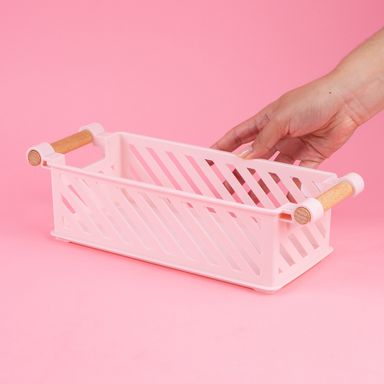 Cesta de almacenamiento rectangular plástico rosa 31x12x8.5 cm -  Miniso