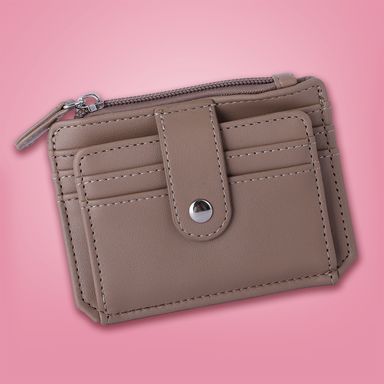 Tarjetero con monedero sintético arena 12x8x1.5 cm -  Miniso