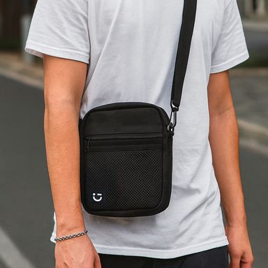 Bolso bandolera casual textil negro -  Miniso
