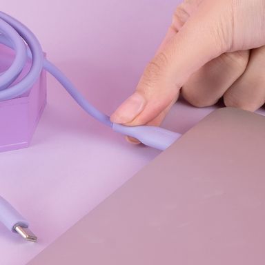 Cable de carga y datos usb a tipo c sintético morado 1 m 60w -  Miniso