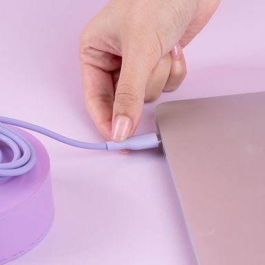 Cable de carga y datos usb a tipo c sintético morado 1 m 15w -  Miniso