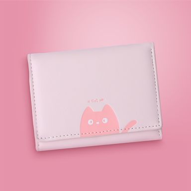 Cartera para mujer trifold sintética rosa 11x8 cm estampado de gatito -  Miniso