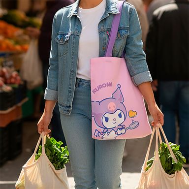 Bolsa de compras fruit textil morada 29x5x32 cm kuromi sanrio -  Sanrio