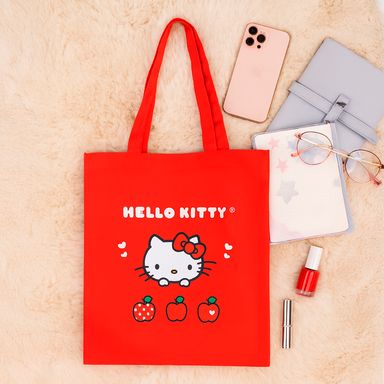 Bolsa de compras textil roja 34x38 cm hello kitty sanrio -  Sanrio