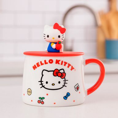Taza con tapa cerámica blanca 350 ml sanrio -  Sanrio