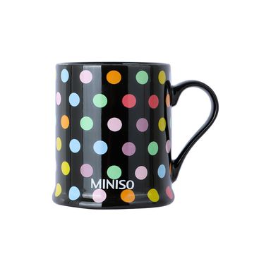 Taza dots cerámica negra 350 ml -  Miniso