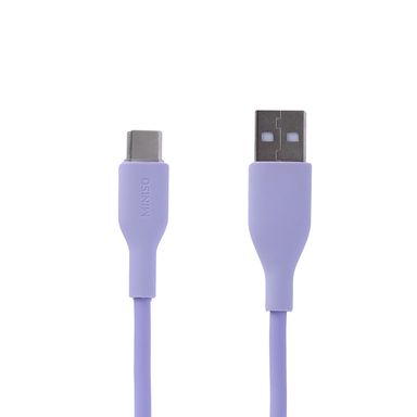 Cable de carga y datos usb a tipo c sintético morado 1 m 15w -  Miniso