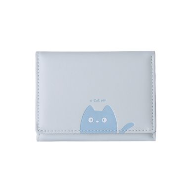 Cartera para mujer trifold sintética azul 11x8 cm estampado de gatito -  Miniso