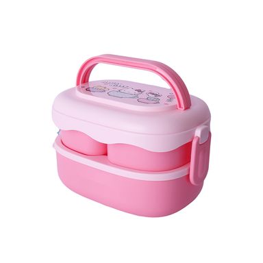 Taper de alimentos con cubiertos doble nivel plástico coral 1600 ml hello kitty sanrio -  Sanrio