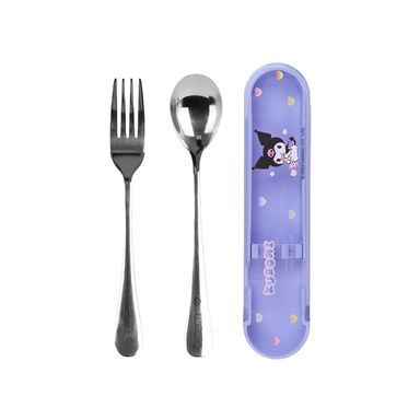 Kit de cubiertos con estuche acero inoxidable morado 2 piezas kuromi sanrio -  Sanrio