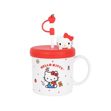 Taza con tapa y sorbete cerámica blanca 450 ml sanrio -  Sanrio