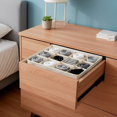 Organizador de tela de 16 compartimentos de lino sintetico beige -  Miniso