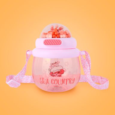 Tomatodo con correa plástico rosa 800 ml cerdita gigi -  Mini Family