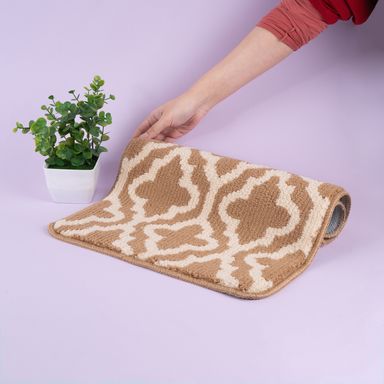 Tapete decorativo bordado 100% poliéster café 60x40 cm -  Miniso