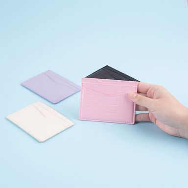 Tarjetero tipo piel de cocodrilo sintético rosa 11x8 cm -  Miniso