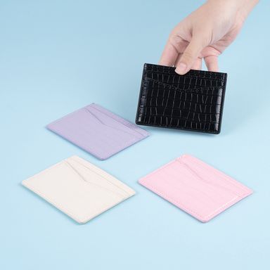 Tarjetero tipo piel de cocodrilo sintético negro 11x8 cm -  Miniso