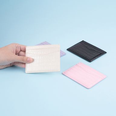 Tarjetero tipo piel de cocodrilo sintético hueso 11x8 cm -  Miniso