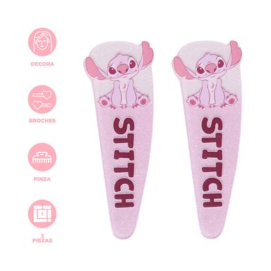 Kit accesorios para cabello sintéticos rosas 3 piezas stitch disney -  Disney