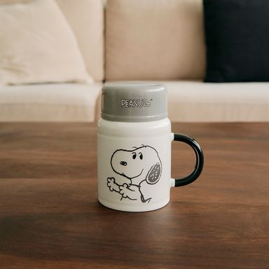 Taza con tapa cerámica blanca 470 ml snoopy -  Snoopy