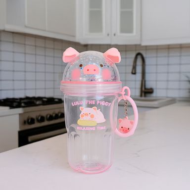 Tomatodo con tapa plástico rosa 560 ml lulu la cerdita -  Lulu The Piggy