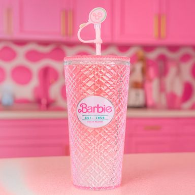 Tomatodo con tapa y sorbete diseño diamante plástico 750 ml barbie -  Barbie