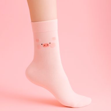 Calcetines para mujer 60% algodón, 34% poliéster, 3% poliamida, 3% elastano rosa talla 23 - 25 lulu la cerdita -  Lulu The Piggy