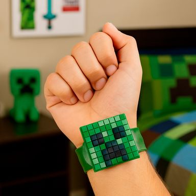 Reloj slap infantil sintético verde 22.6x3.6x2 cm creeper minecraft -  Minecraft