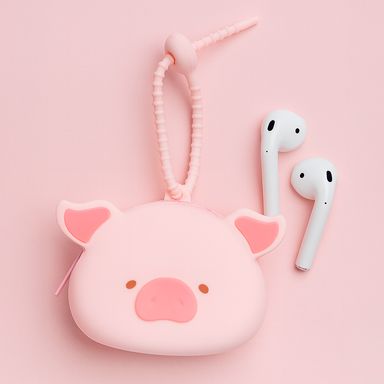 Funda para audífonos silicona rosa 10x6.7 cm lulu la cerdita -  Lulu The Piggy