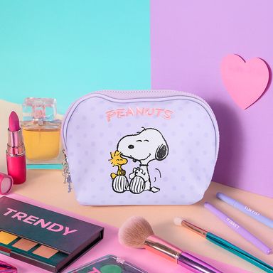 Cosmetiquera peanuts sintética morada 21x7x15 cm snoopy -  Snoopy