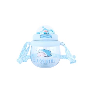 Tomatodo con correa plástico azul 800 ml cerdita gigi -  Mini Family