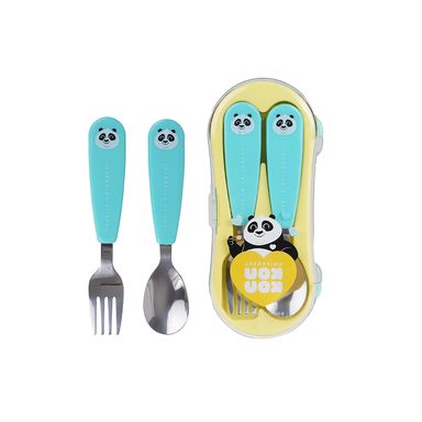 Kit de cubiertos con estuche koukou acero inoxidable verde aqua 2 piezas -  Koukou Love