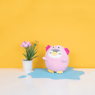Peluche disfrazado de ajolote felpa rosa 21 cm sr. miniso -  Mini Family