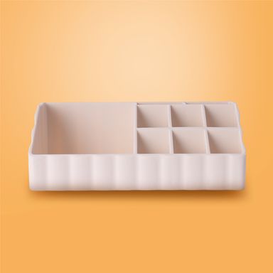 Organizador de escritorio con secciones macaron sintético beige 18x7.4x10 cm -  Miniso