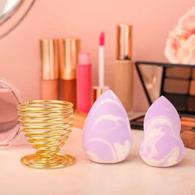 Set esponjas de maquillaje con soporte multicolor 2 piezas -  Miniso