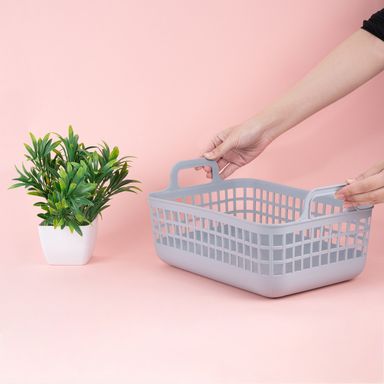 Cesta de almacenamiento sintética gris 34x17x23 cm -  Miniso