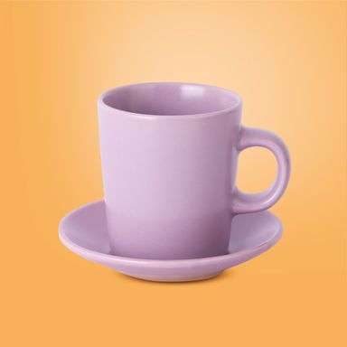 Taza con plato minimalista cerámica morada 90 ml -  Miniso