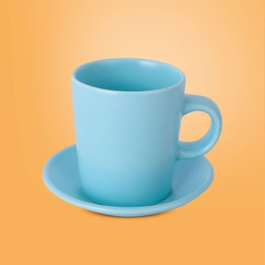Taza con plato minimalista cerámica azul 90 ml -  Miniso