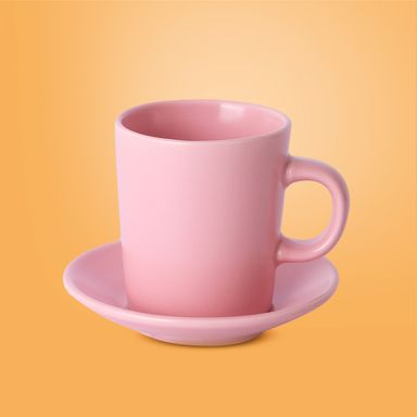 Taza con plato minimalista cerámica rosa 90 ml -  Miniso