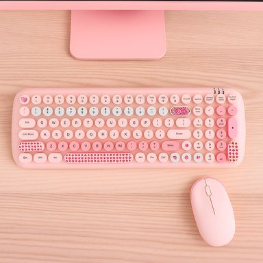 Teclado y mouse inalámbrico sintéticos rosas 39.1x13.5 cm, 6.7x10.5x3.8 cm 2 piezas -  Miniso