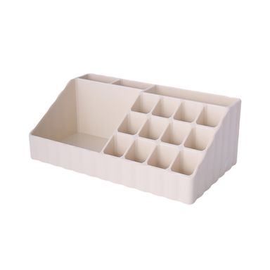Organizador de escritorio con secciones macaron sintético beige 22.7x9x13 cm -  Miniso