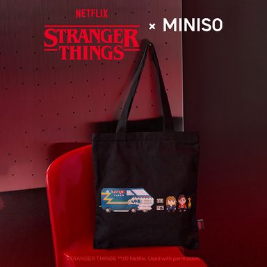 Bolsa de compras estampada negro serie stranger things -  Stranger Things