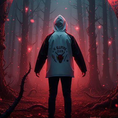 Impermeable colección stranger things blanco y negro -  Stranger Things